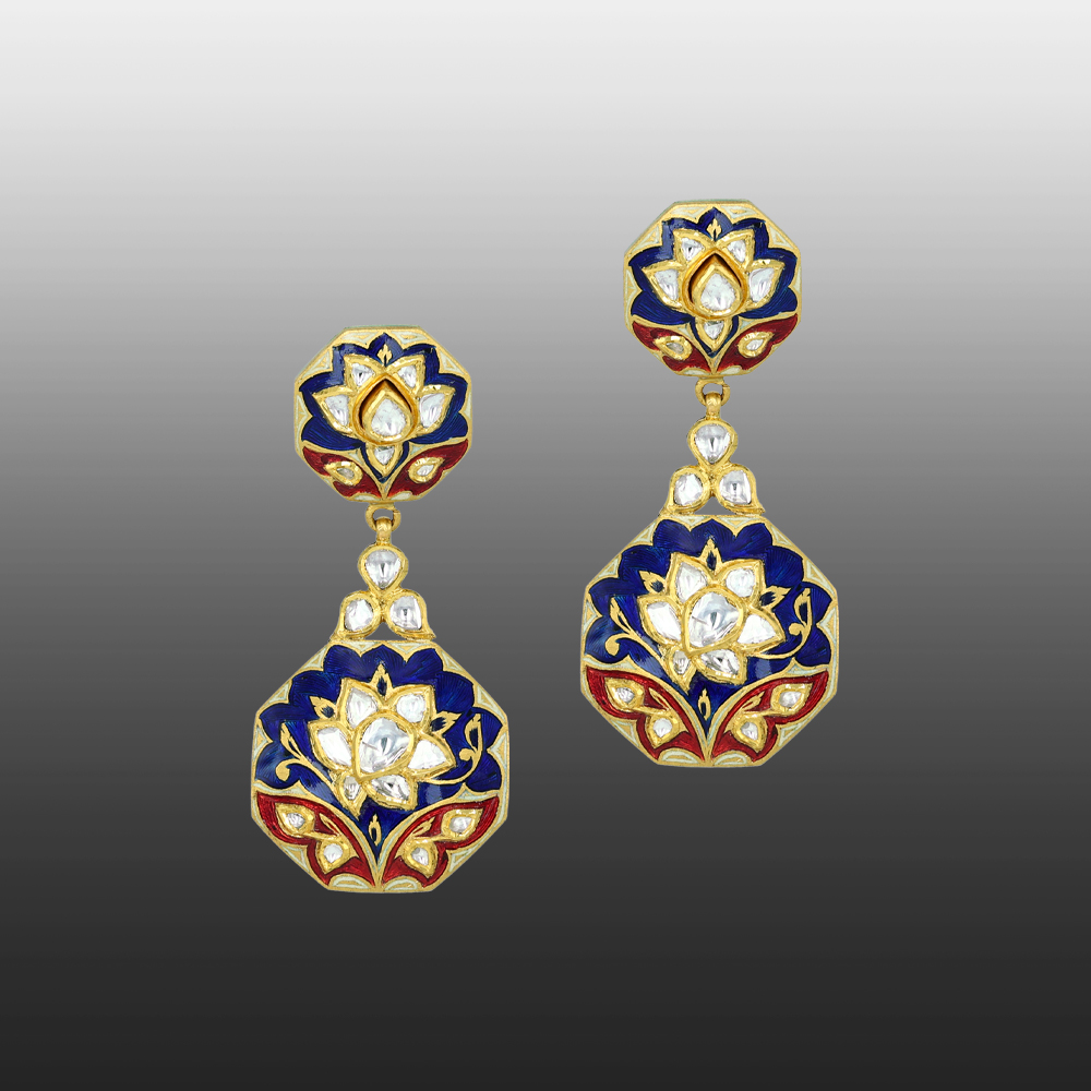Dual-Sided Polki Earring with Intricate Meenakari Detailing